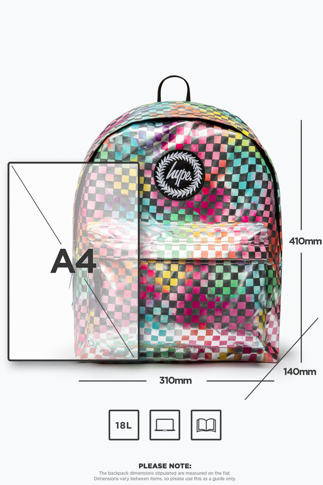 HYPE UNISEX MULTI RAINBOW CHECK CREST BACKPACK