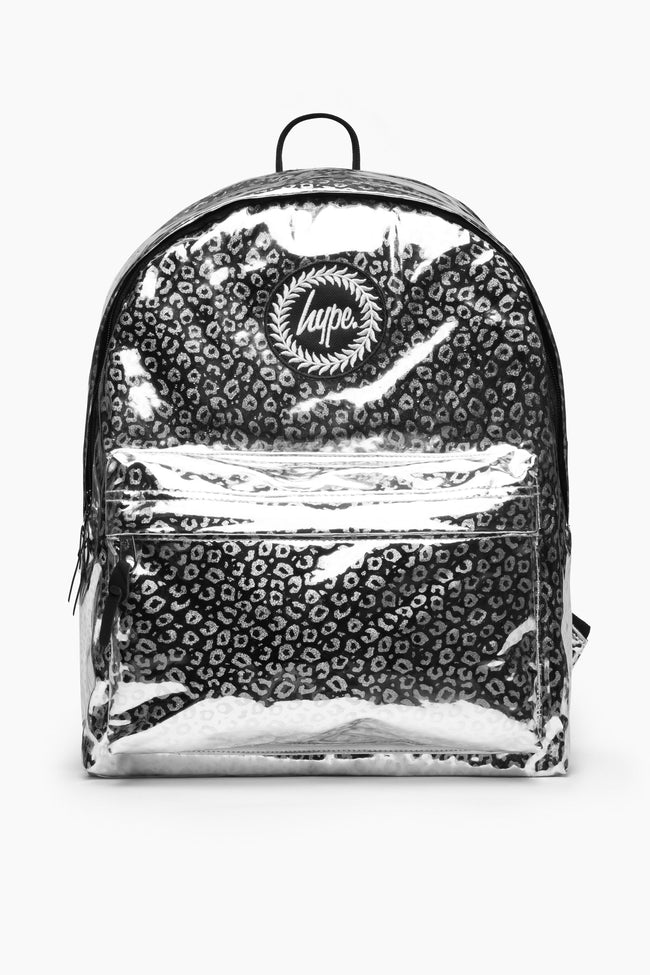 HYPE UNISEX SILVER HOLOGRAPHIC LEOPARD CREST BACKPACK