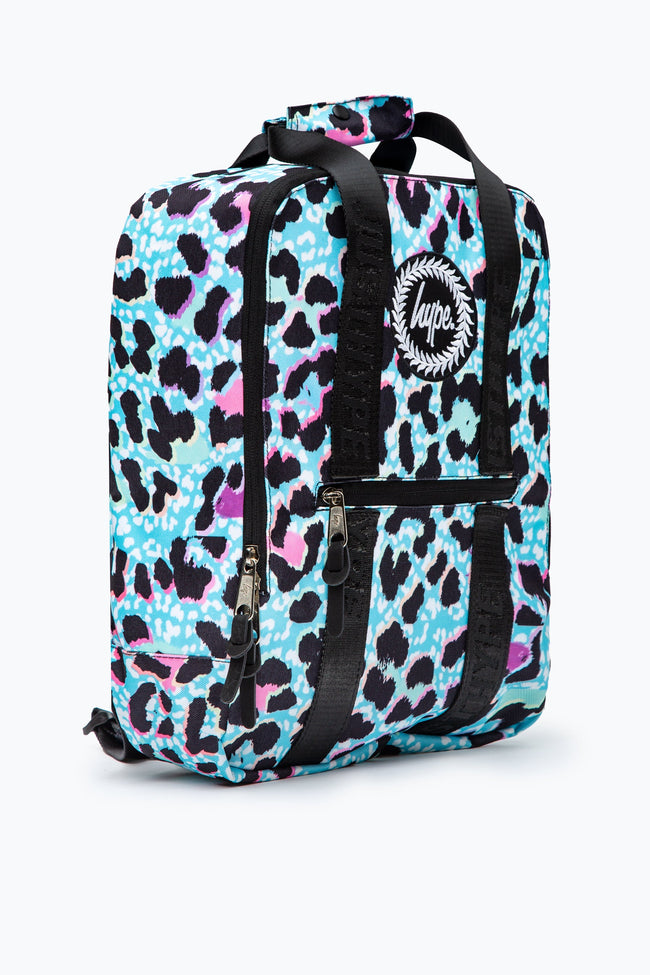 HYPE UNISEX BLUE ICE LEOPARD CREST BOXY BACKPACK