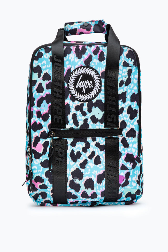 HYPE UNISEX BLUE ICE LEOPARD CREST BOXY BACKPACK