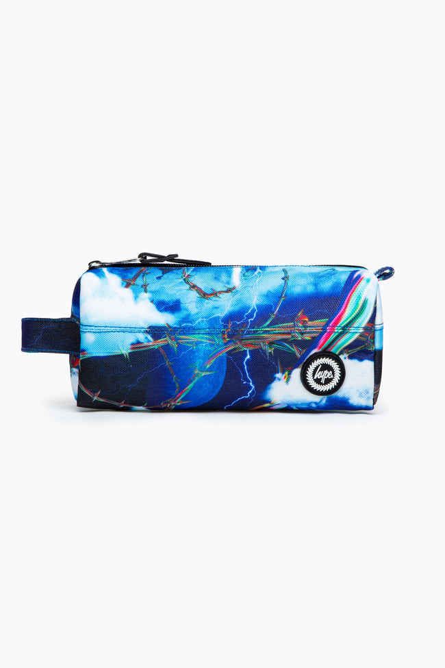 HYPE UNISEX BLUE LIGHTNING BARBWIRE CREST PENCIL CASE