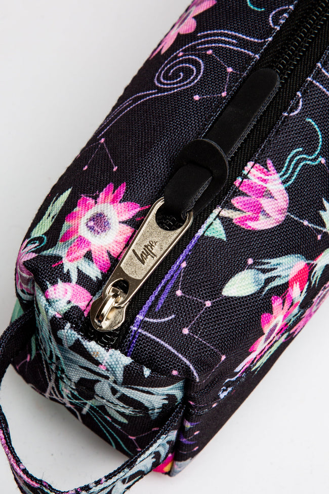 HYPE UNISEX BLACK MYSTIC FLOWER CREST PENCIL CASE