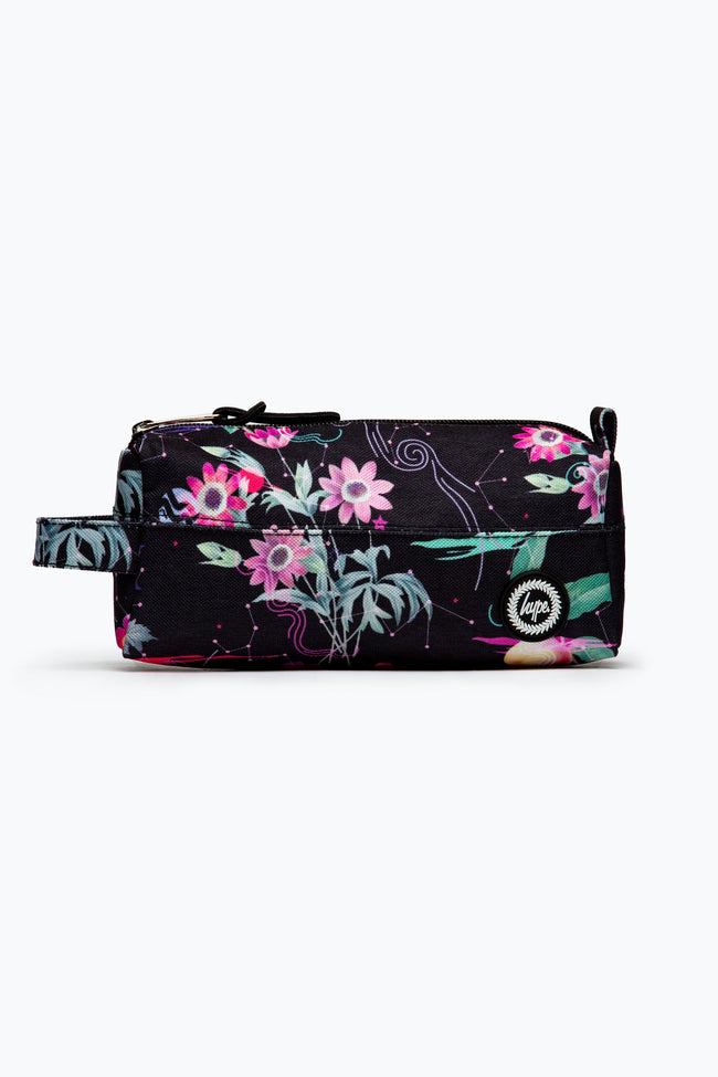 HYPE UNISEX BLACK MYSTIC FLOWER CREST PENCIL CASE