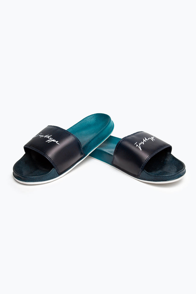 HYPE UNISEX BLUE SPECKLE FADE SCRIBBLE SLIDERS