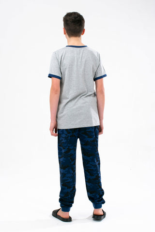 HYPE BOYS NAVY CLASSIC CAMO CREST FULL LENGTH PJ'S