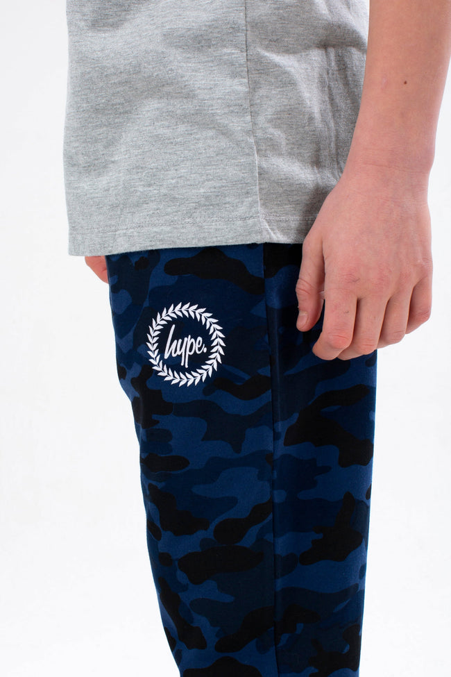 HYPE BOYS NAVY CLASSIC CAMO CREST FULL LENGTH PJ'S