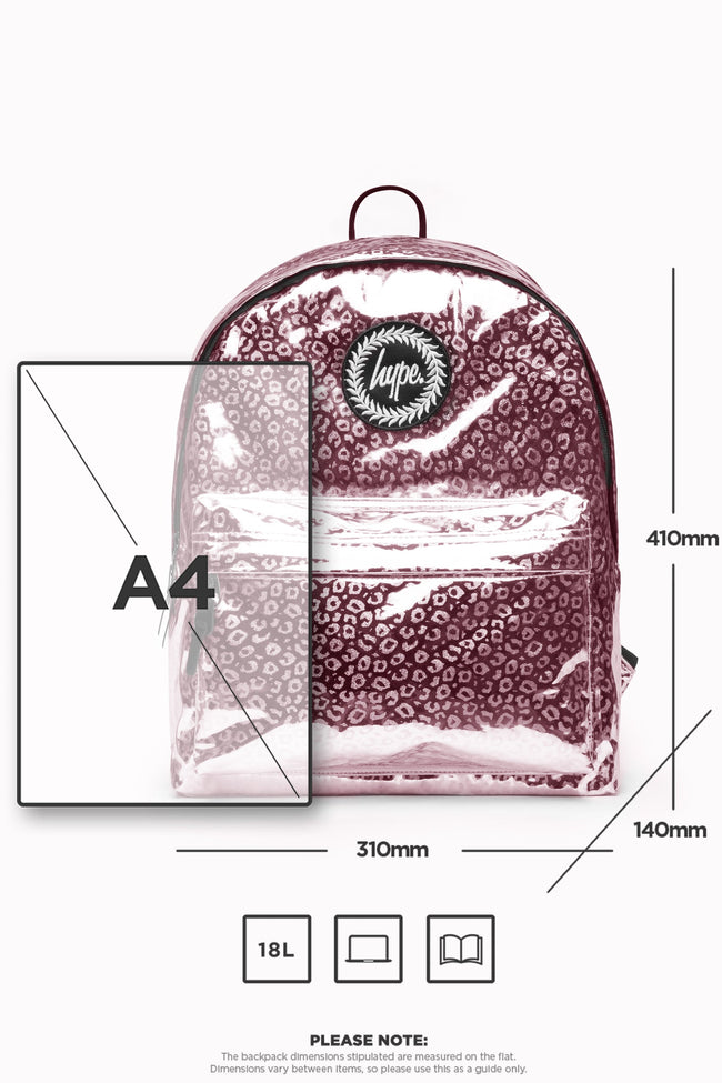 HYPE UNISEX PINK HOLOGRAPHIC LEOPARD CREST BACKPACK