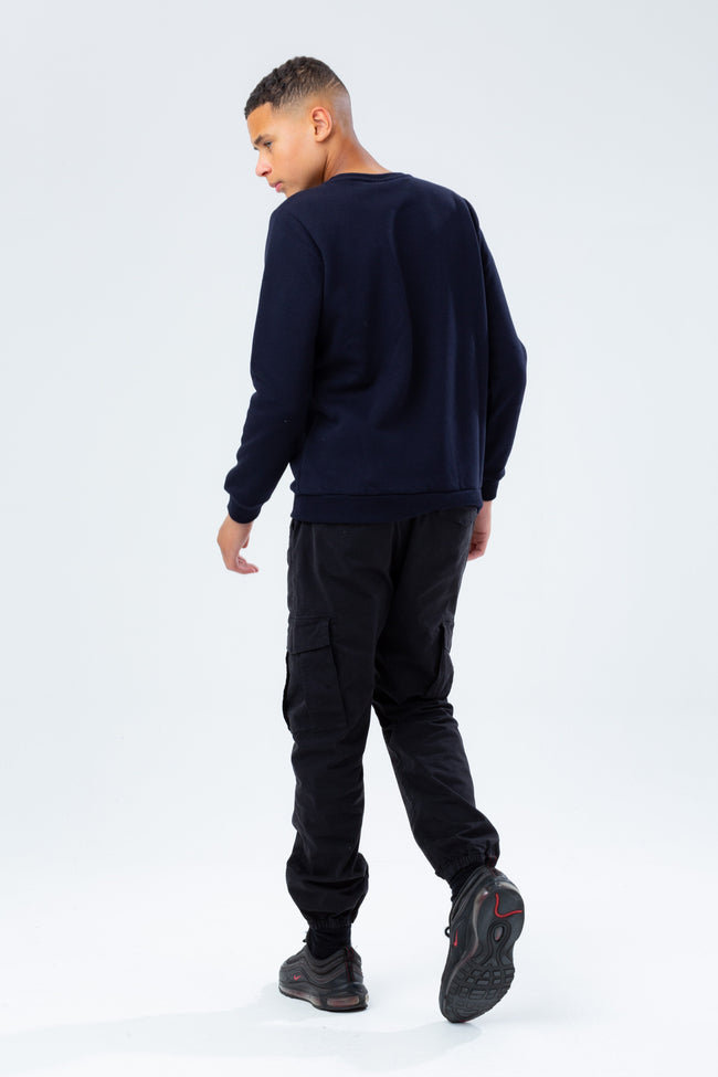 HYPE NAVY & MINT SCRIPT BOYS CREW NECK