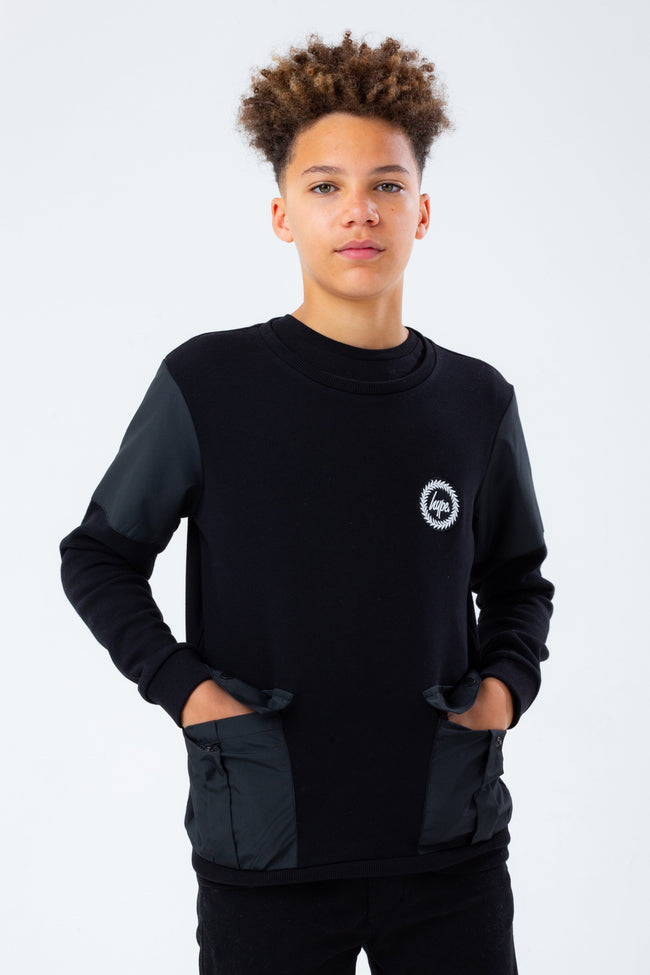 HYPE BLACK UTILITY BOYS CREW NECK