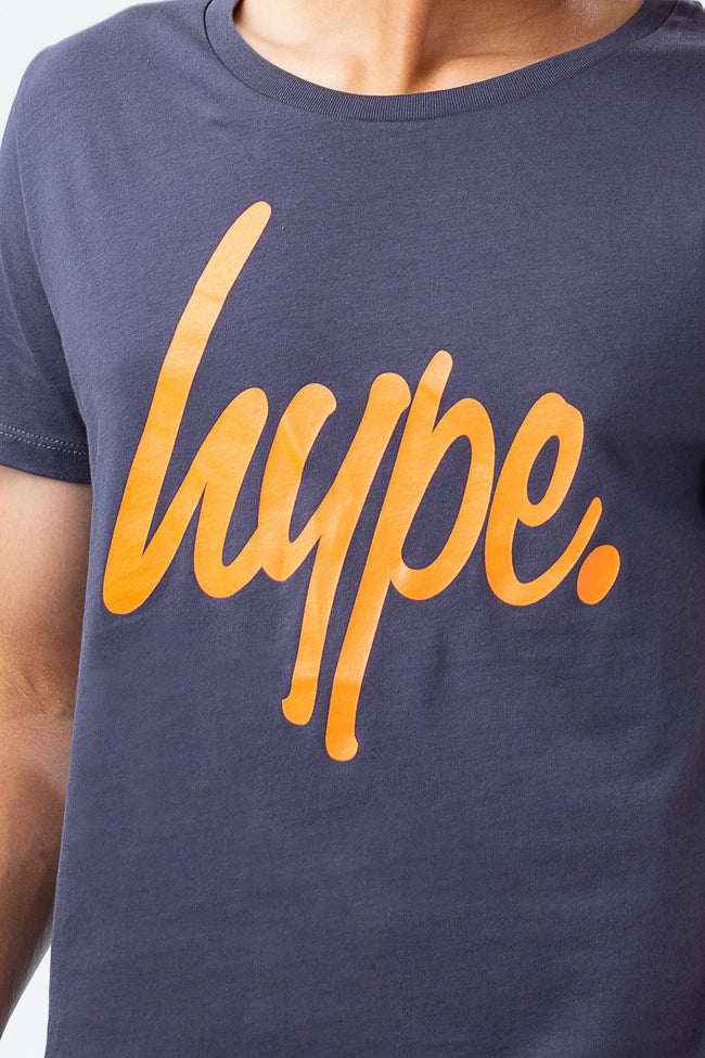 HYPE GREY & ORANGE SCRIPT KIDS T-SHIRT