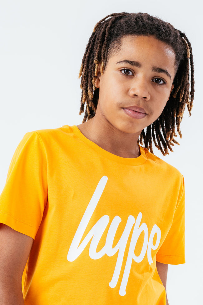 HYPE ORANGE & WHITE SCRIPT KIDS T-SHIRT