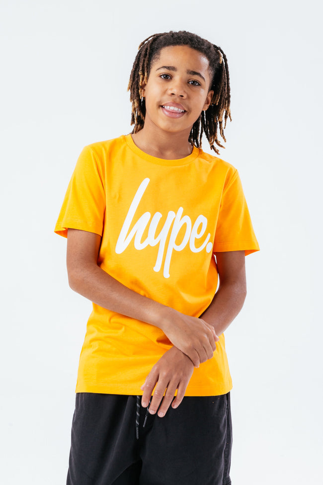 HYPE ORANGE & WHITE SCRIPT KIDS T-SHIRT