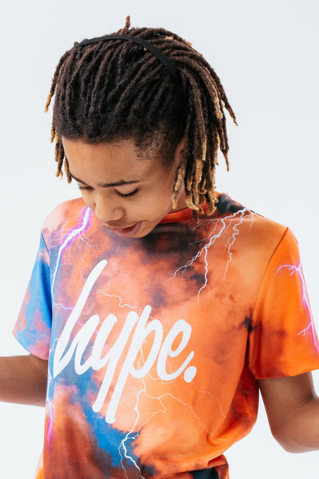 HYPE ORANGE LIGHTNING KIDS T-SHIRT