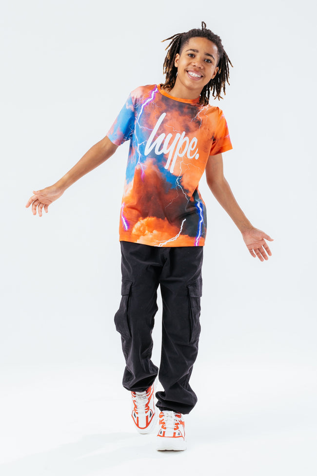 HYPE ORANGE LIGHTNING KIDS T-SHIRT