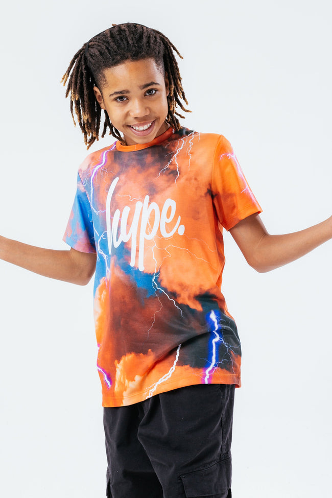 HYPE ORANGE LIGHTNING KIDS T-SHIRT