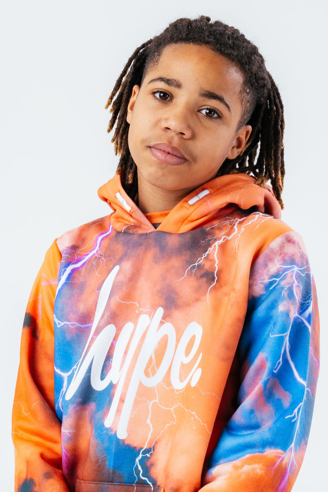 HYPE ORANGE LIGHTNING BOYS HOODIE