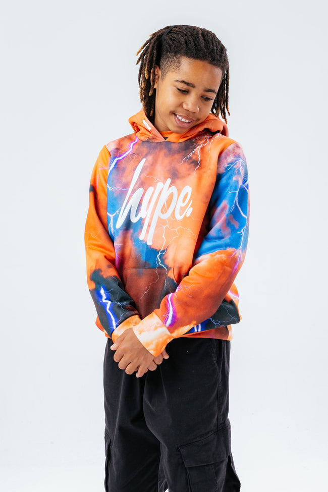 HYPE ORANGE LIGHTNING BOYS HOODIE