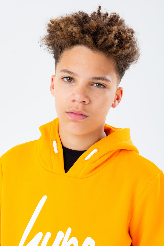 HYPE ORANGE & WHITE SCRIPT KIDS HOODIE