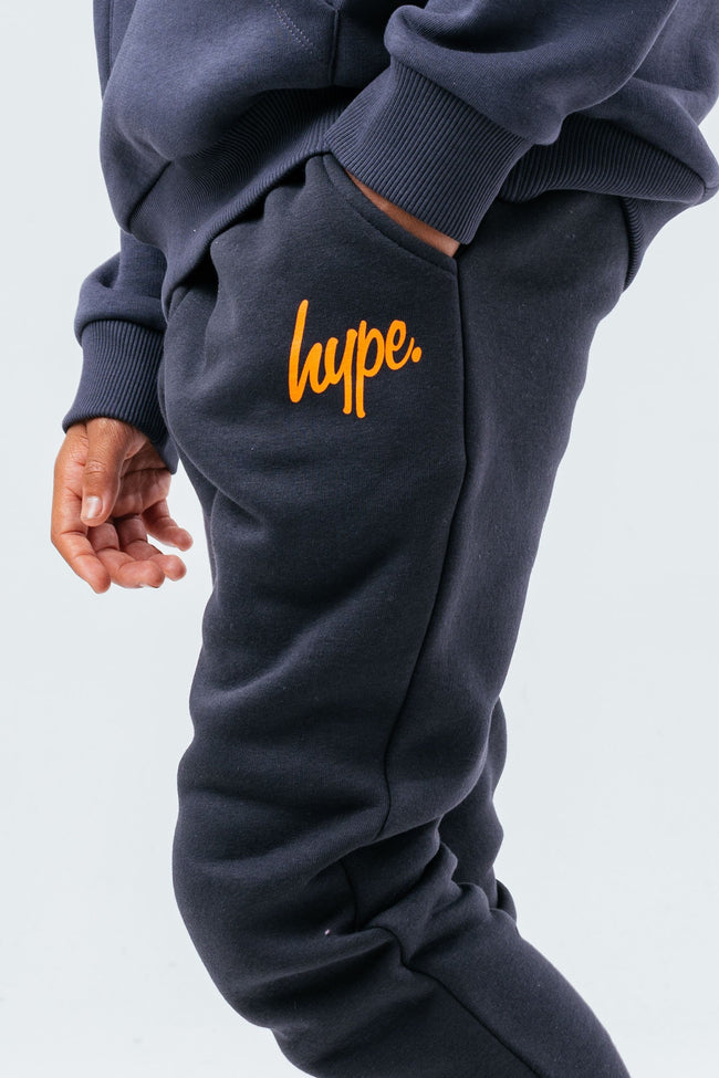 HYPE GREY & ORANGE SCRIPT BOYS JOGGERS