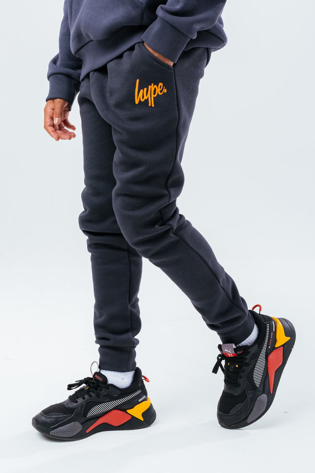 HYPE GREY & ORANGE SCRIPT BOYS JOGGERS