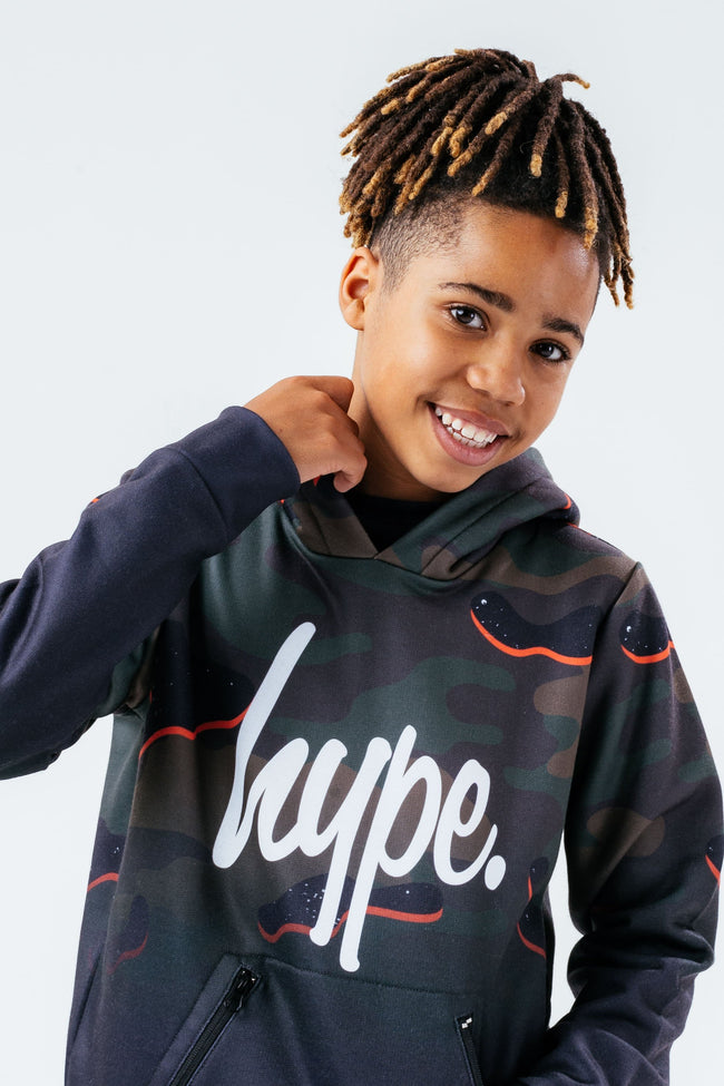 HYPE ORANGE DROP CAMO BOYS HOODIE