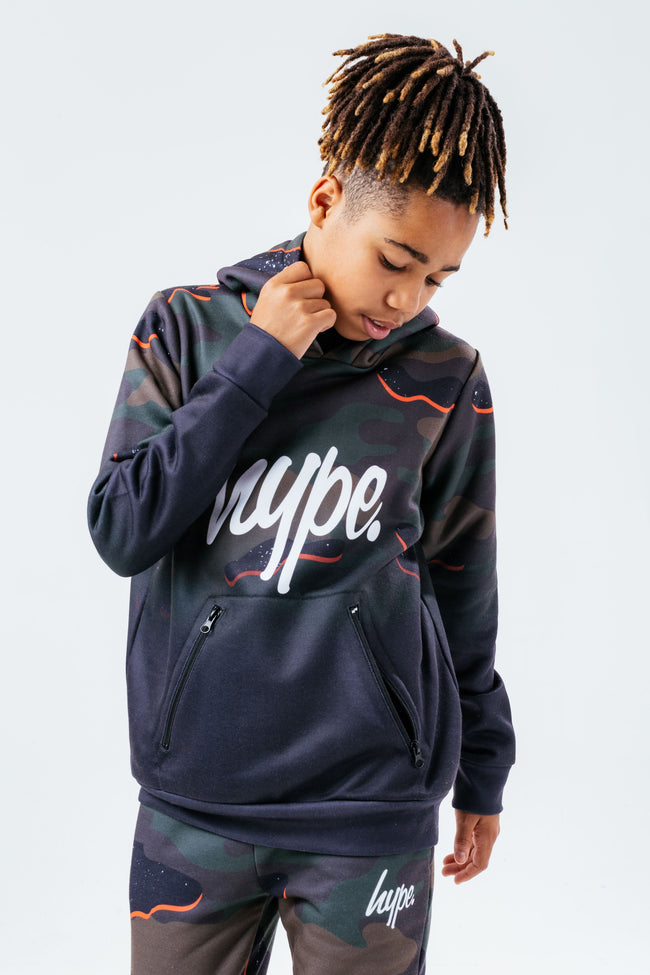 HYPE ORANGE DROP CAMO BOYS HOODIE