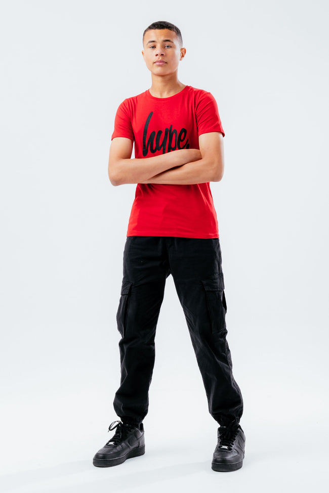 HYPE RED & BLACK SCRIPT KIDS T-SHIRT