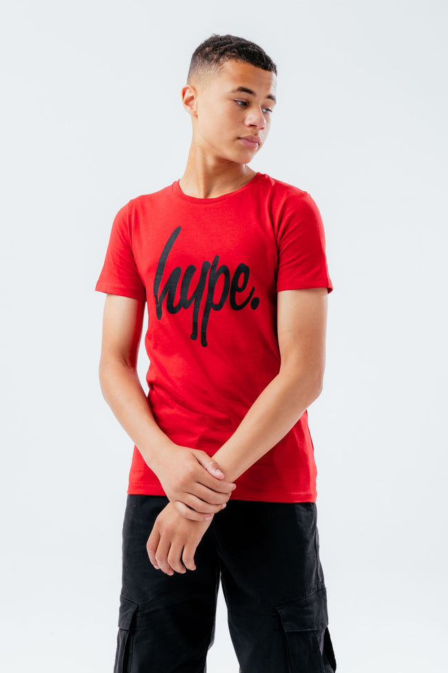 HYPE RED & BLACK SCRIPT KIDS T-SHIRT