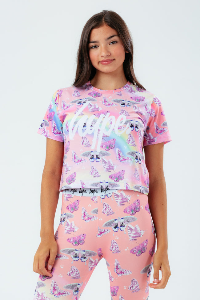 HYPE BUTTERFLY FIELD KIDS CROP T-SHIRT