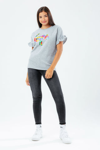 HYPE GREY BUTTERFLY SLEEVE KIDS CREW NECK