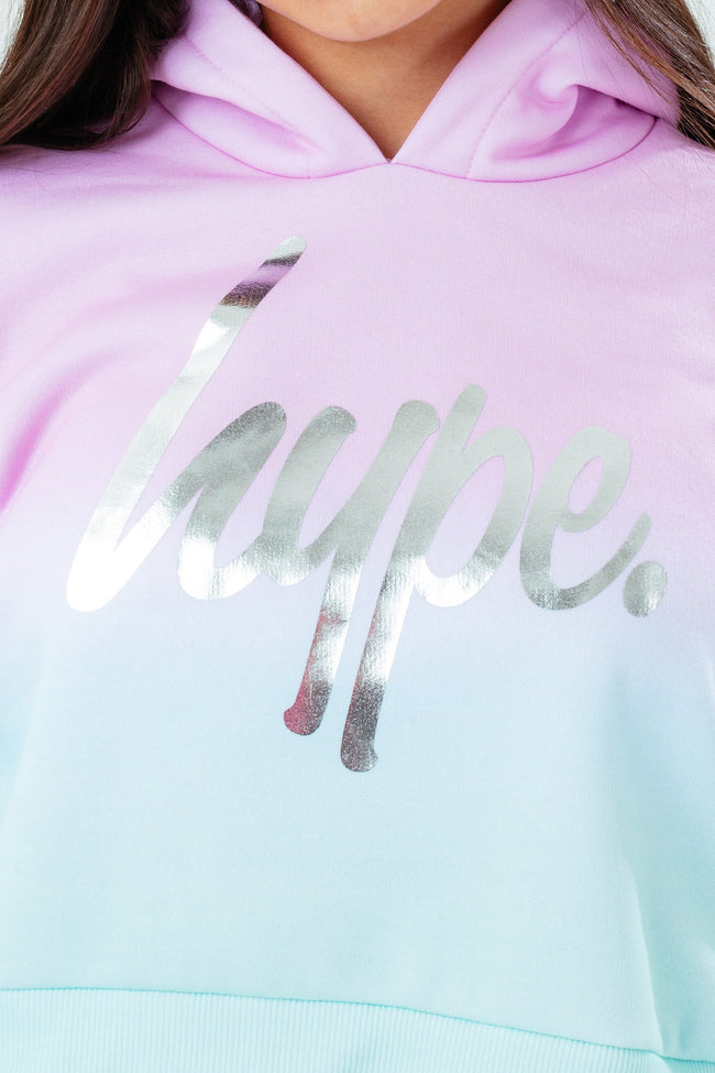 HYPE PINK MINT FADE KIDS CROP HOODIE