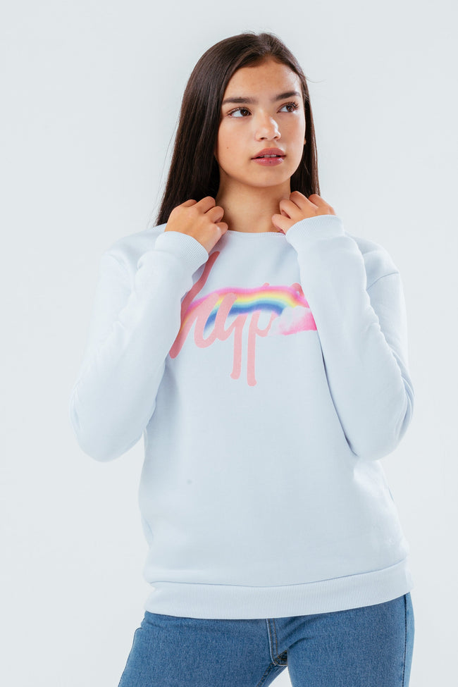 HYPE RAINBOW SCRIPT GIRLS CREW NECK