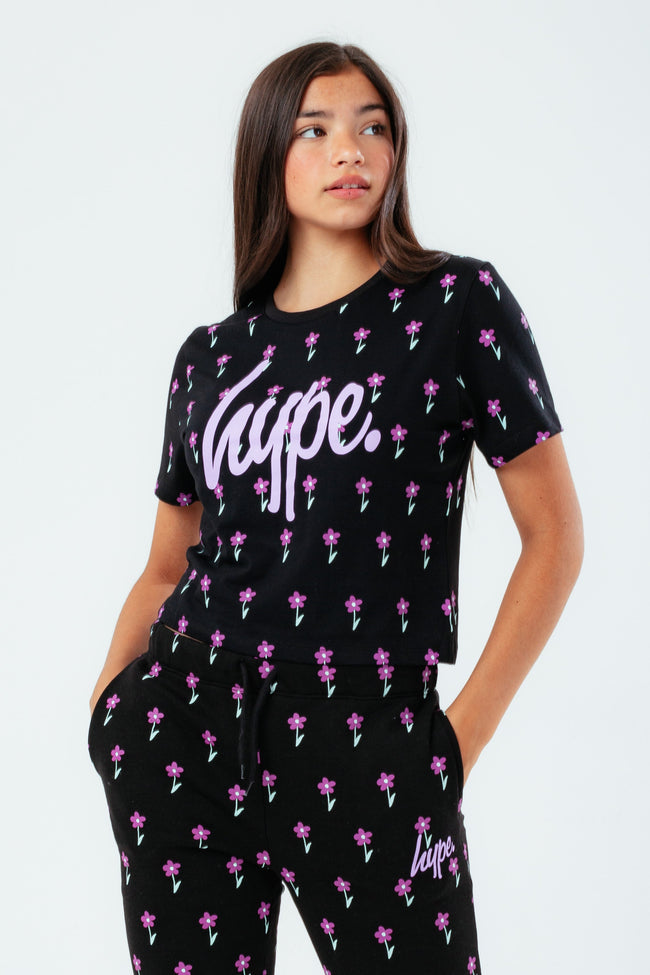 HYPE DAISY REPEAT KIDS CROP T-SHIRT