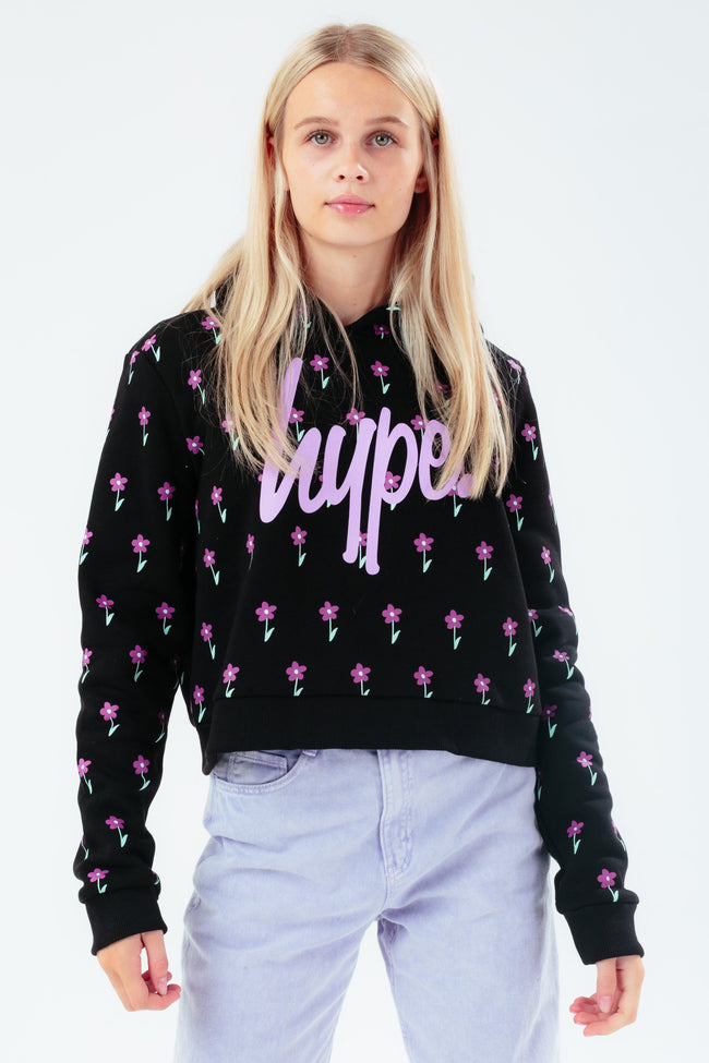 HYPE DAISY REPEAT GIRLS CROP HOODIE