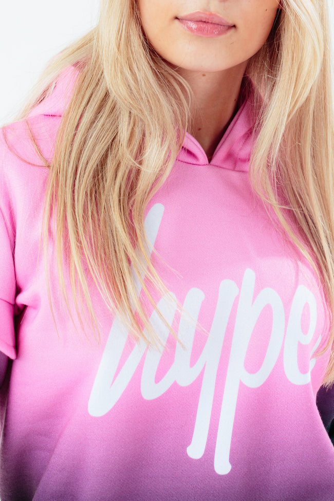 HYPE PINK FADE RUFFLE GIRLS HOODIE