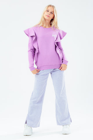 HYPE PURPLE ANNABEL RUFFLE GIRLS CREW NECK