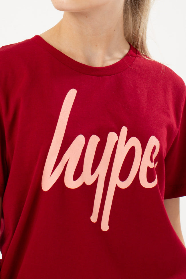 HYPE MAROON & PINK SCRIPT KIDS T-SHIRT