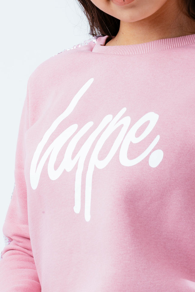 HYPE SEQUIN PANEL GIRLS CREW NECK