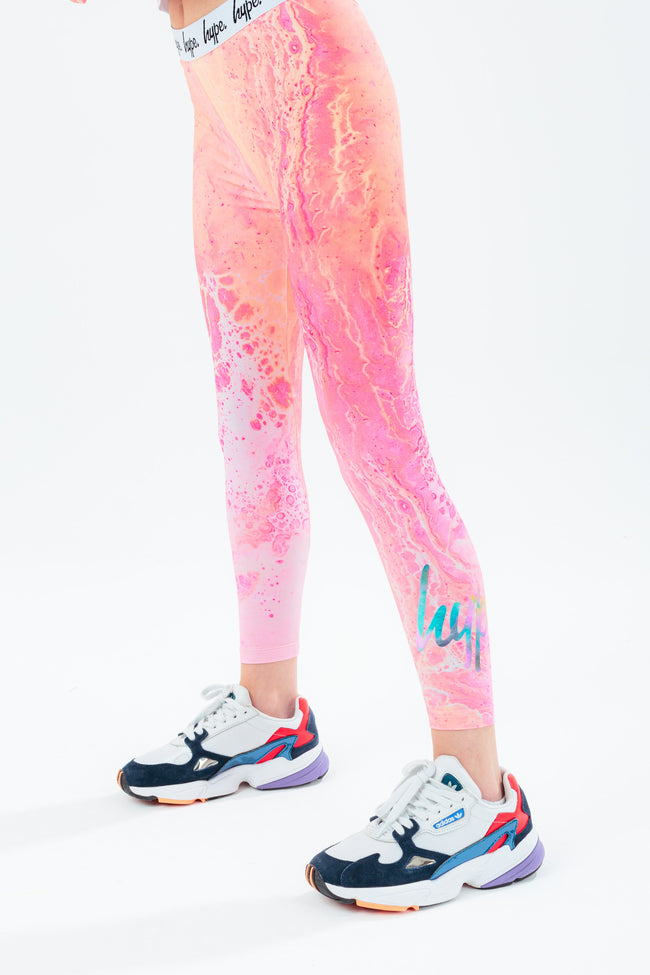 HYPE APRICOT MARBLE KIDS LEGGINGS