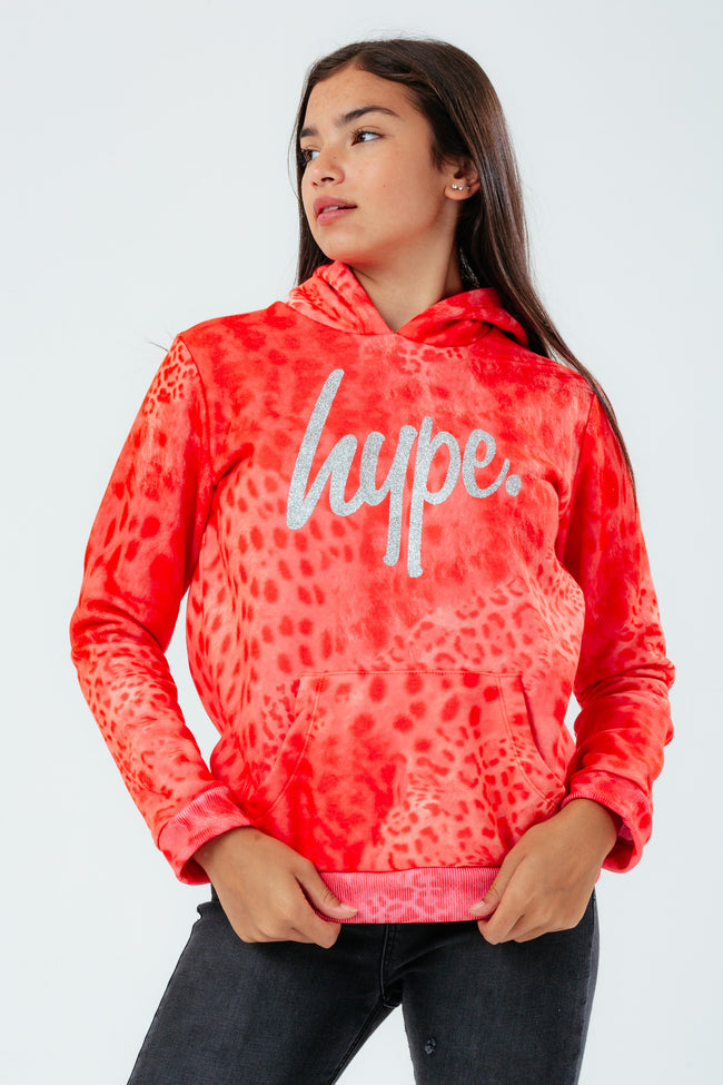 HYPE CORAL LEOPARD KIDS HOODIE