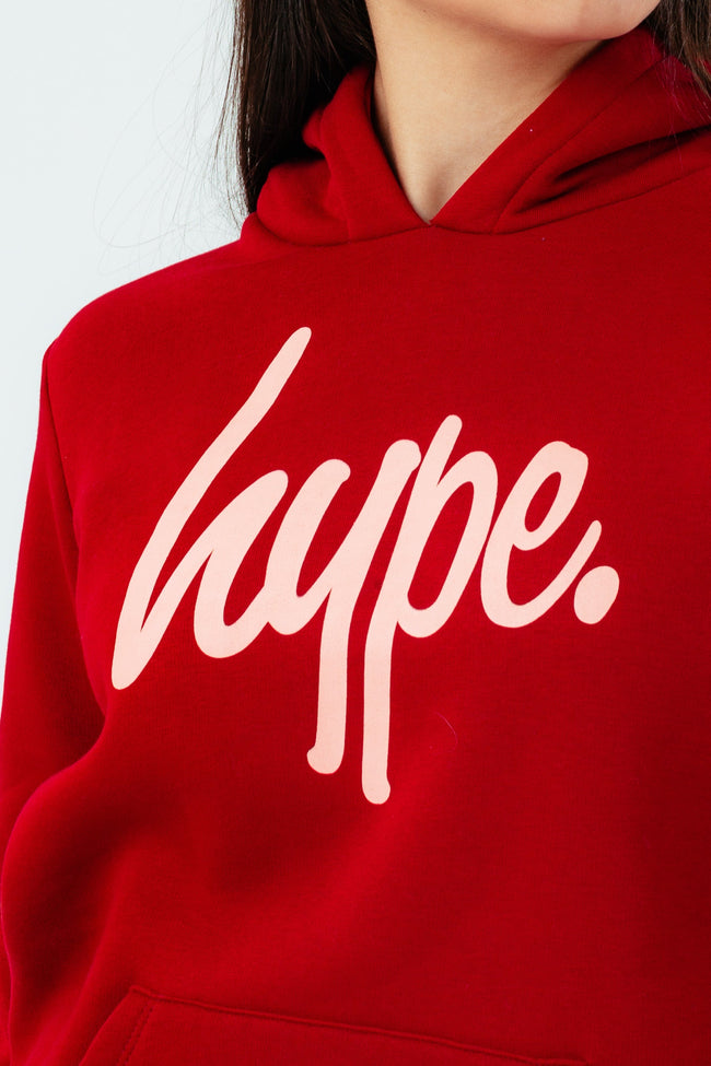 HYPE MAROON & PINK SCRIPT GIRLS HOODIE