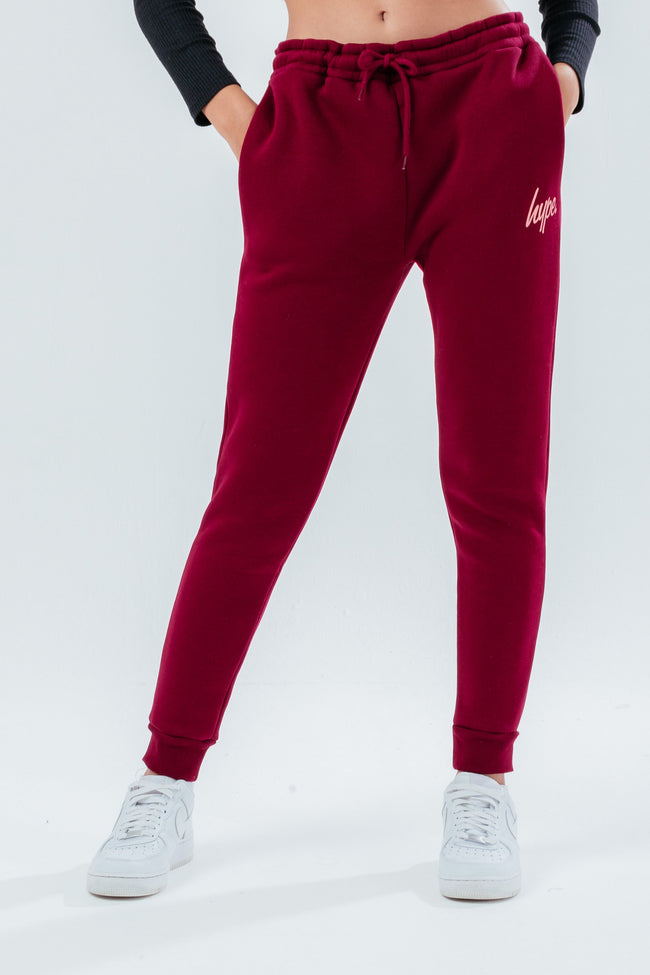 HYPE MAROON & PINK SCRIPT GIRLS JOGGERS