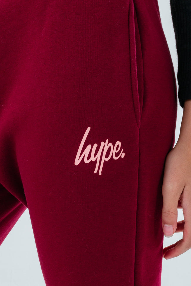 HYPE MAROON & PINK SCRIPT GIRLS JOGGERS