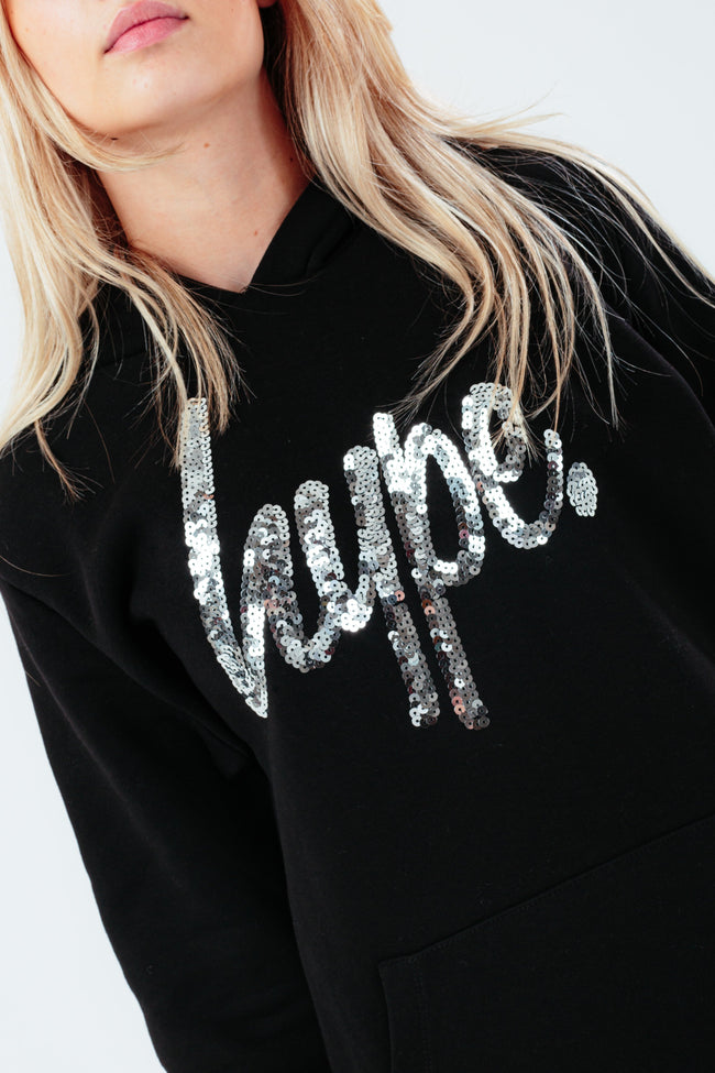 HYPE SEQUIN SCRIPT HOOD GIRLS DRESS