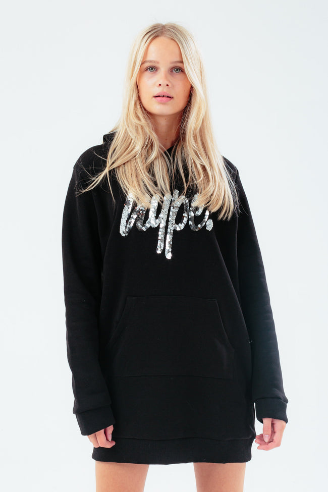 HYPE SEQUIN SCRIPT HOOD GIRLS DRESS