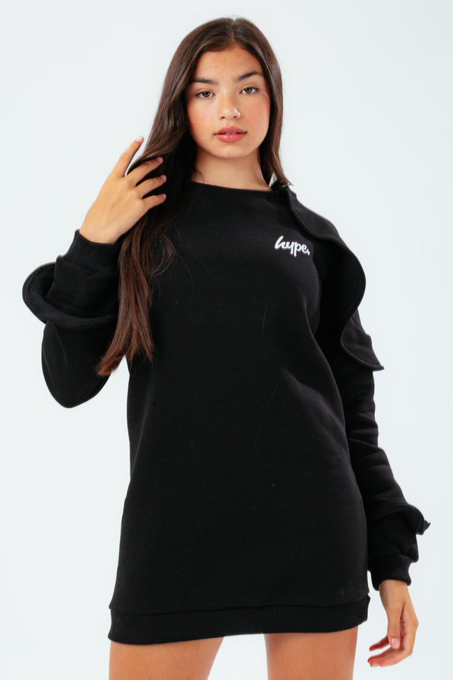 HYPE BLACK ELLIE RUFFLE GIRLS CREW NECK