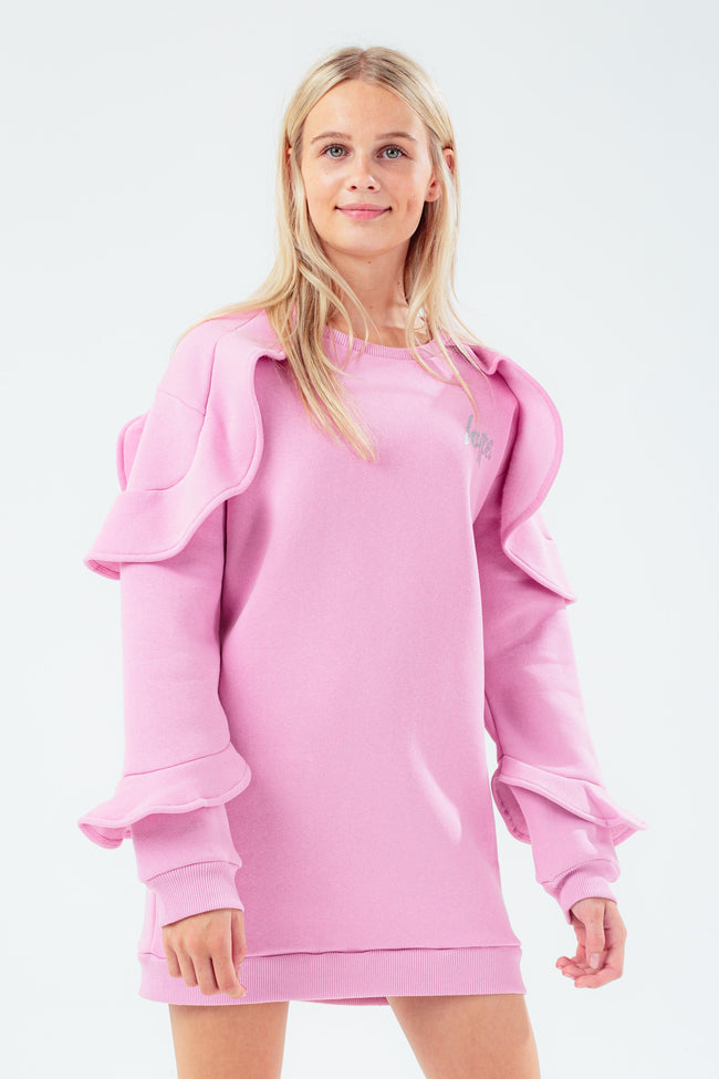 HYPE PINK ELLIE RUFFLE GIRLS CREW NECK