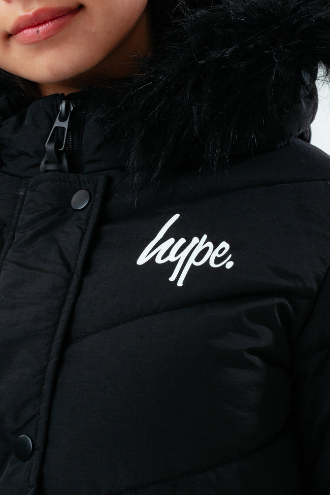 HYPE BLACK FITTED KIDS PARKA JACKET