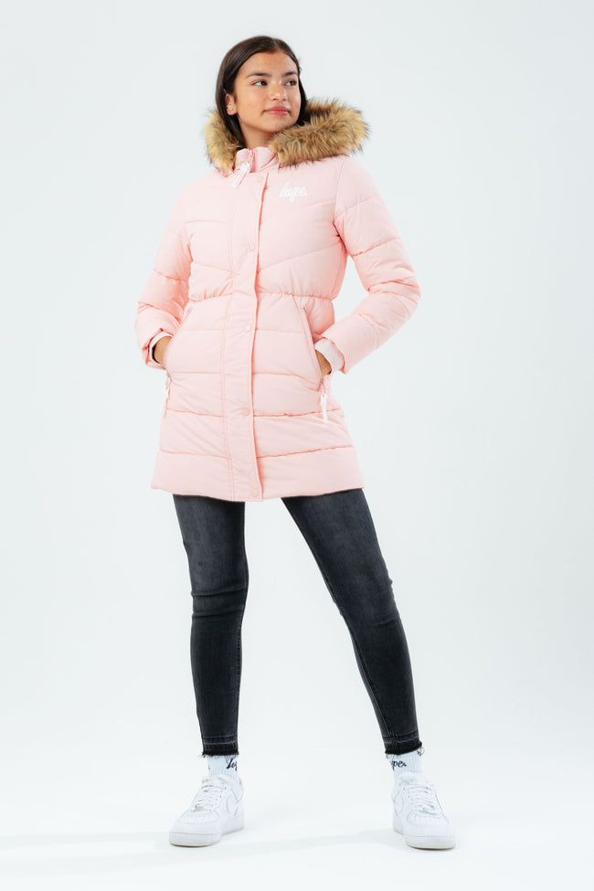 HYPE PINK FITTED KIDS PARKA JACKET