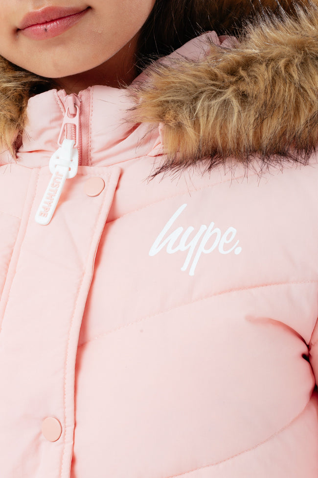 HYPE PINK FITTED KIDS PARKA JACKET